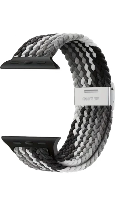 Bracelet en nylon élastique tressé avec des sangles extensibles pour Apple Watch - Noir & Blanc - Apple Watch 38/40/41/42 mm