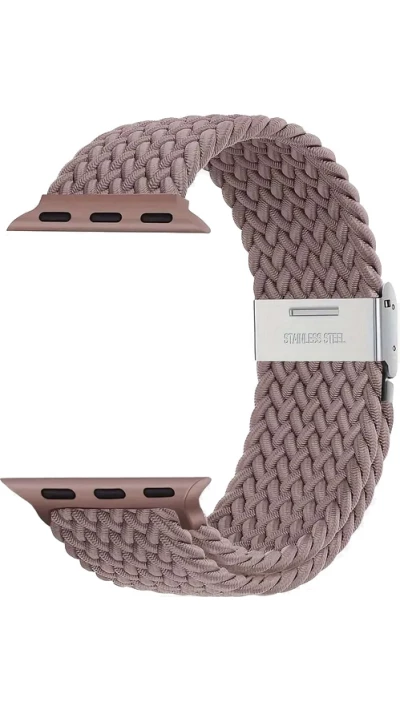 Bracelet en nylon élastique tressé avec des sangles extensibles pour Apple Watch - Or rose - Apple Watch 38/40/41/42 mm