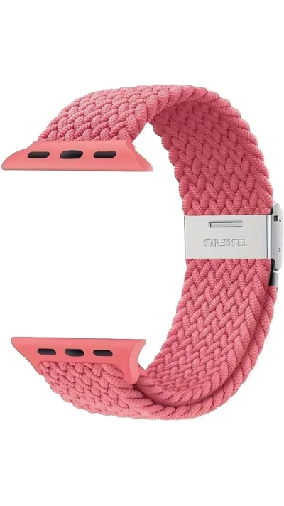 Bracelet en nylon élastique tressé avec des sangles extensibles pour Apple Watch - Rose - Apple Watch 38/40/41/42 mm