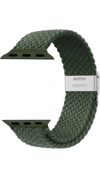 Bracelet en nylon élastique tressé avec des sangles extensibles pour Apple Watch - Vert foncé - Apple Watch 38/40/41/42 mm