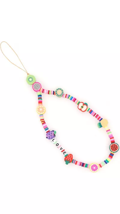 Bijou de téléphone universel / Pendentif bracelet à charms - Fruits love perles