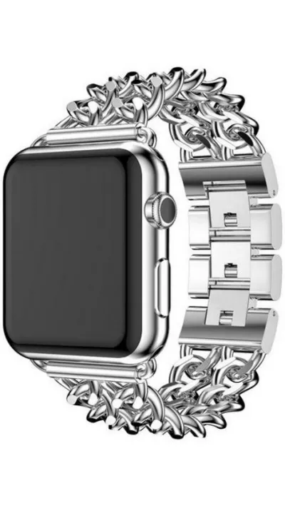 Bracelet luxueux en acier affiné avec fermoir invisible - Argent - Apple Watch 38/40/41/42 mm