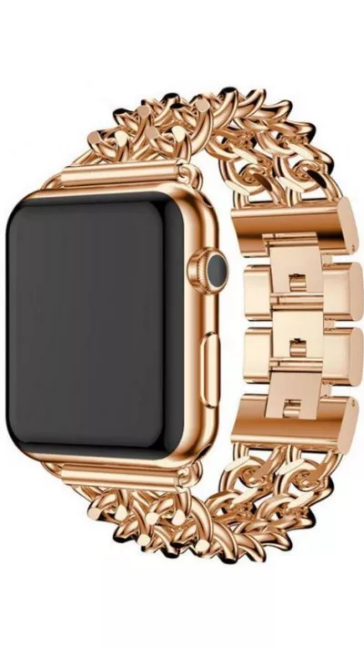 Bracelet luxueux en acier affiné avec fermoir invisible - Or rose - Apple Watch 38/40/41/42 mm