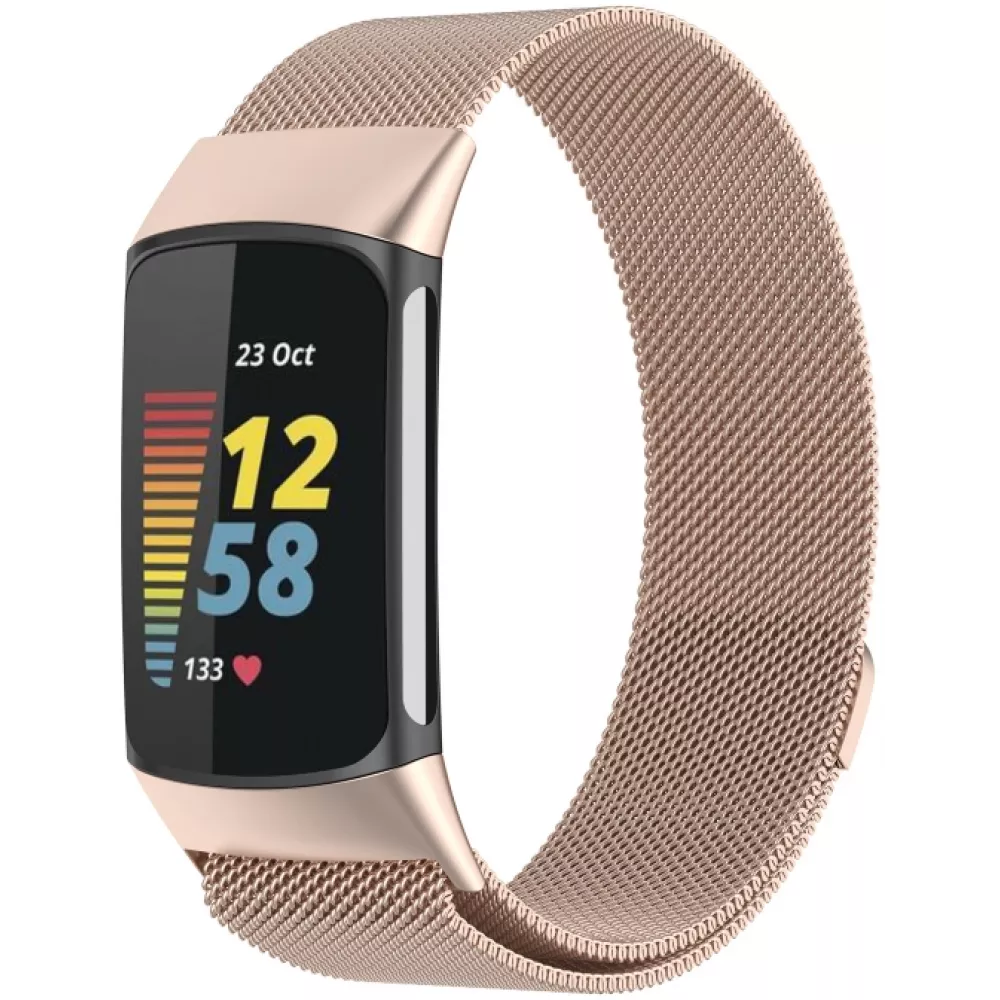 Milanaise-Armband aus Stahl in (Größe L) - Vintage gold - Fitbit Charge 5 / 6