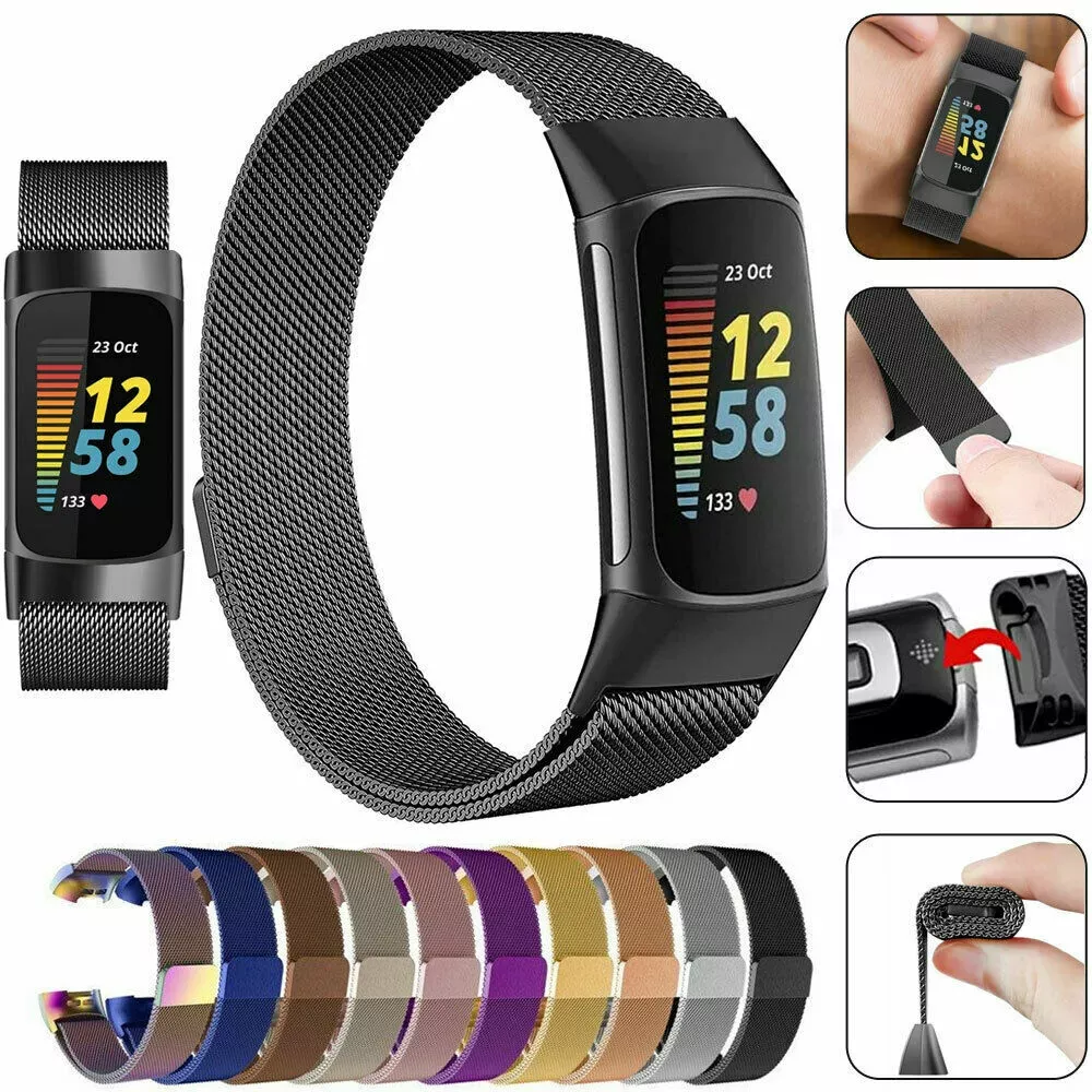 Milanaise-Armband aus Stahl in (Größe L) - Vintage gold - Fitbit Charge 5 / 6