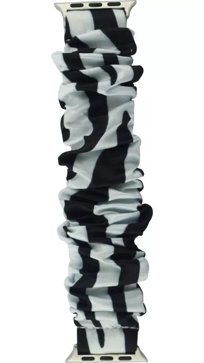 Bracelet tissu chouchous lignes noir blanc - Apple Watch 38/40/41/42 mm