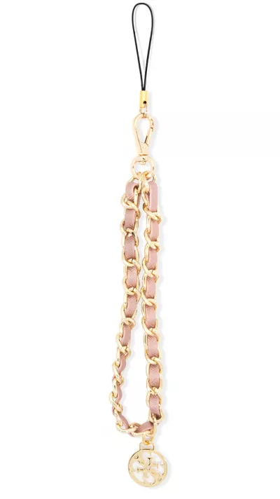 Chaînette Guess maillons en métal et similicuir avec pendentif charm - Rose et or