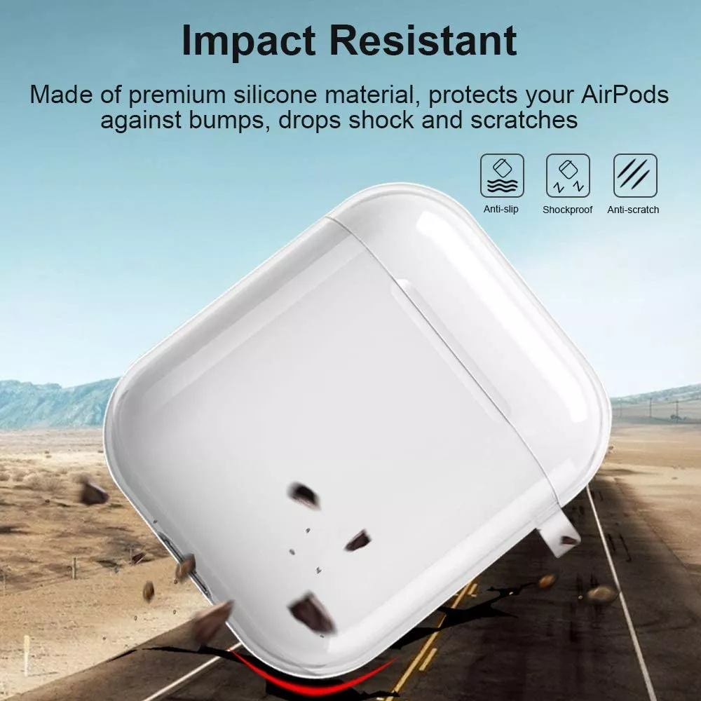 AirPods Pro Case Hülle - Silikon Gel durchsichtig mit Karabiner - Transparent