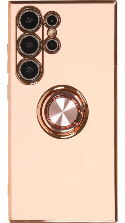 Coque Samsung Galaxy S24 Ultra - Gel Bronze avec anneau - Rose