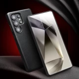 Hülle Samsung Galaxy S25 Ultra - Qialino Echtleder (MagSafe kompatibel) - Schwarz