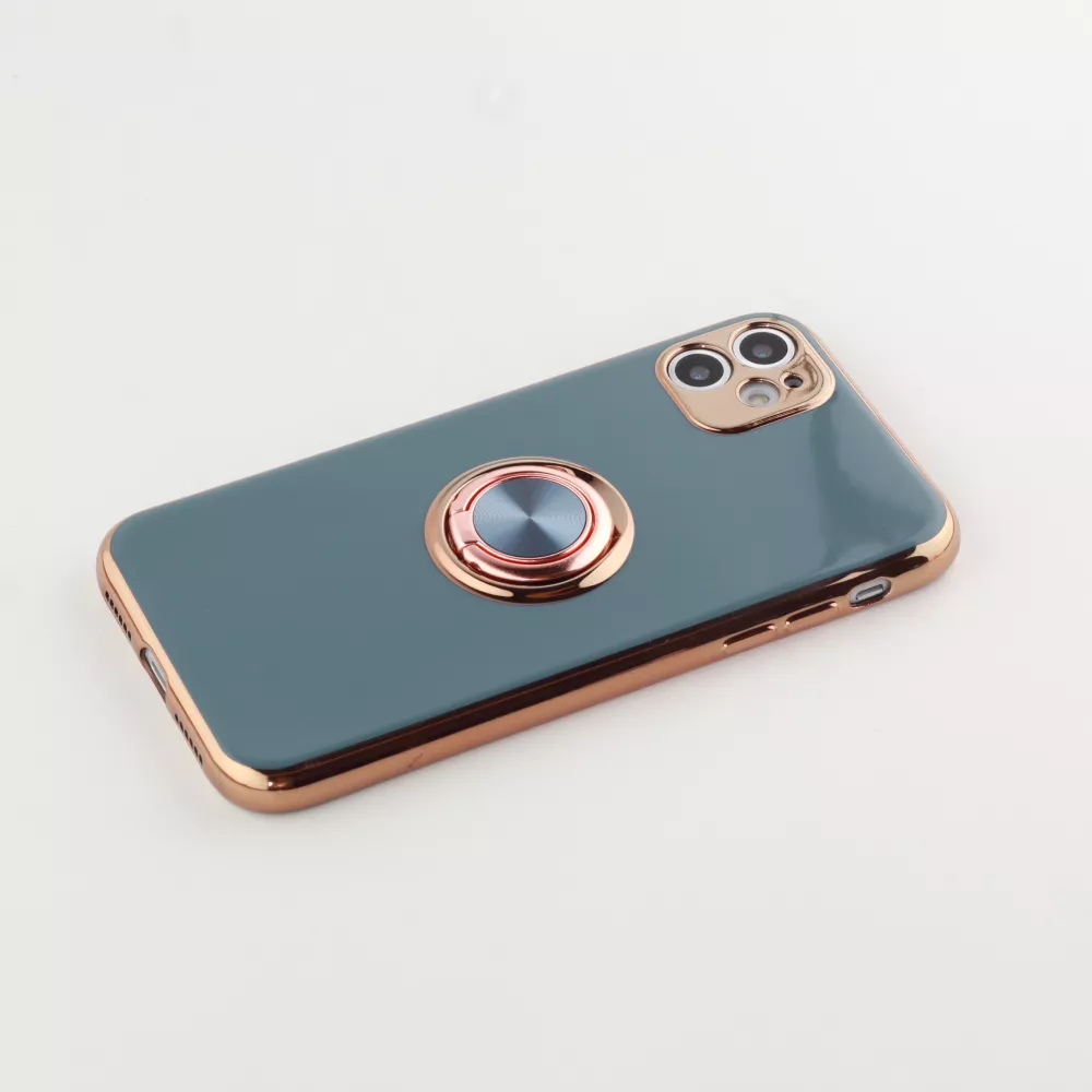 Hülle Samsung Galaxy S25+ - Gummi Bronze mit Ring grau grün