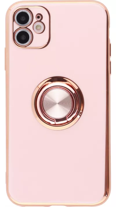 Hülle iPhone 7 Plus / 8 Plus - Gummi Bronze mit Ring - Rosa