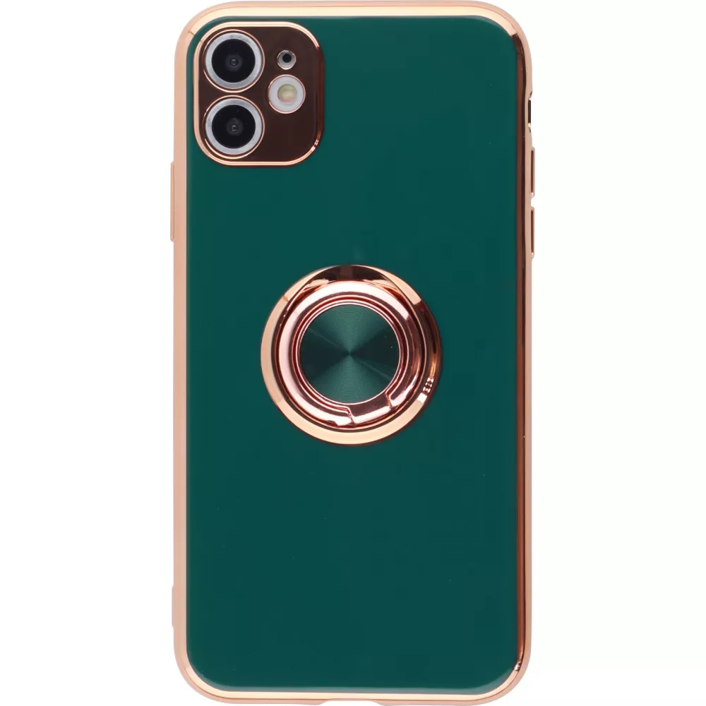 Hülle Samsung Galaxy S25 Ultra - Gummi Bronze mit Ring - Dunkelgrün