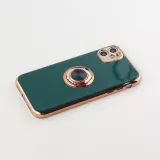 Hülle Samsung Galaxy S25 Ultra - Gummi Bronze mit Ring - Dunkelgrün