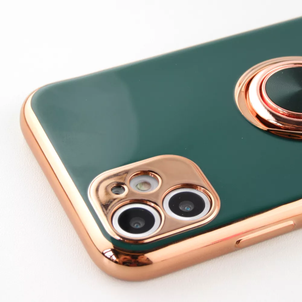 Hülle Samsung Galaxy S25 Ultra - Gummi Bronze mit Ring - Dunkelgrün