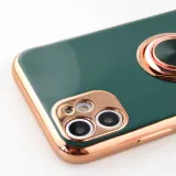 Hülle Samsung Galaxy S25 Ultra - Gummi Bronze mit Ring - Dunkelgrün