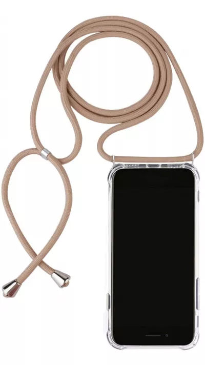 Hülle iPhone 15 Pro - Gummi transparent mit Seil beige