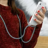 Hülle Samsung Galaxy S24 - Gummi transparent mit Seil beige