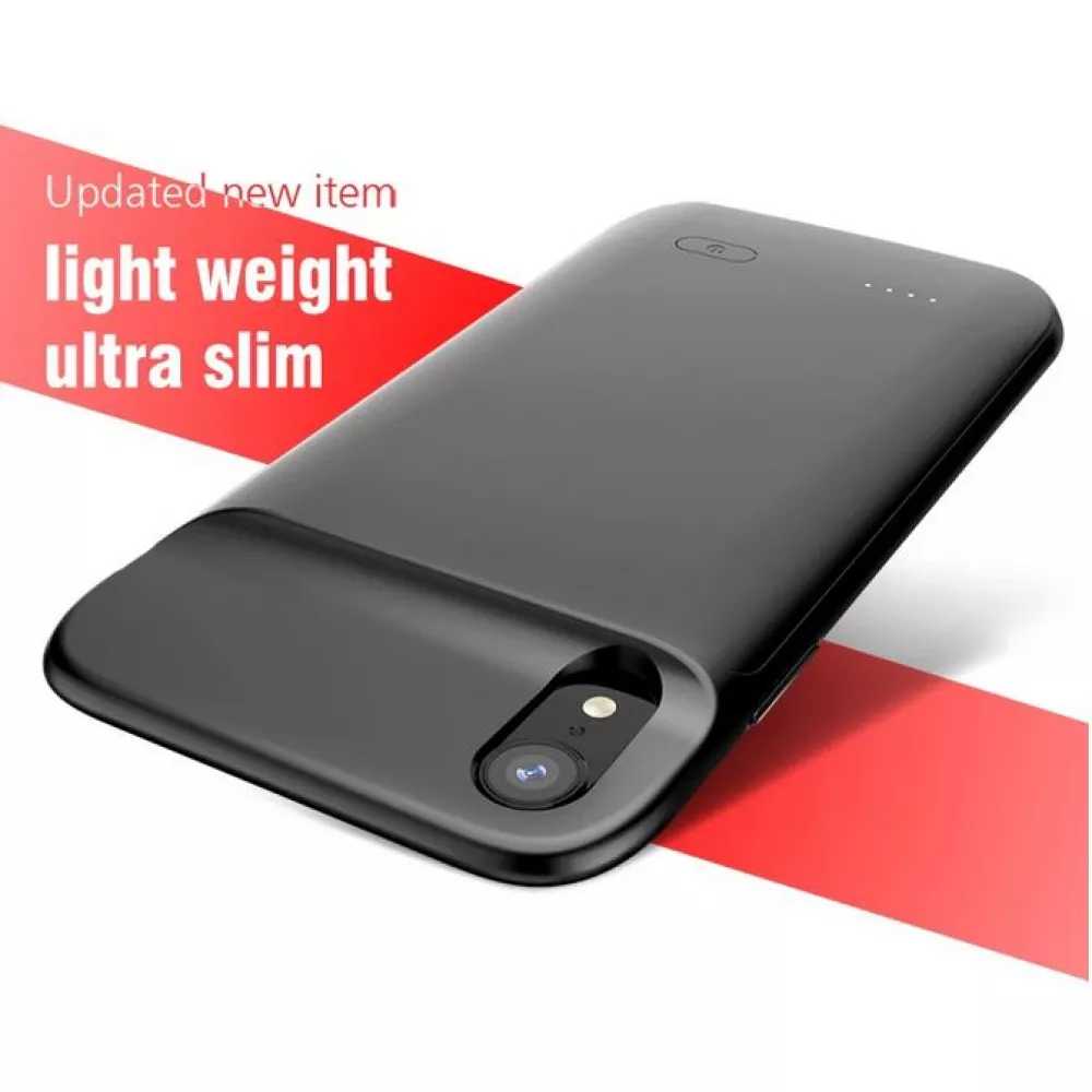 iPhone 15 Pro Max / iPhone 15 Plus Case Hülle - Gummi Silikon integrierte 5000mAh Power Bank - Schwarz
