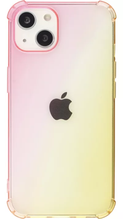 iPhone 16e Case Hülle - Gummi Bumper Rainbow mit extra Schutz für Ecken Antischock - rosa - Gelb