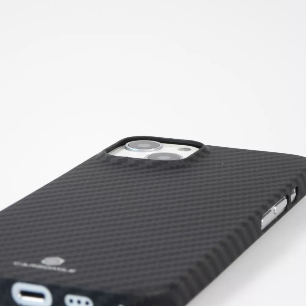 iPhone 16 Case Hülle - Carbomile Schutzcase aus echtem Aramid Carbonfaser - Schwarz