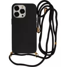 iPhone 16 Pro Case Hülle - Bio Eco-Friendly Vegan mit Handykette Necklace - Schwarz