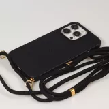 iPhone 16 Pro Case Hülle - Bio Eco-Friendly Vegan mit Handykette Necklace - Schwarz