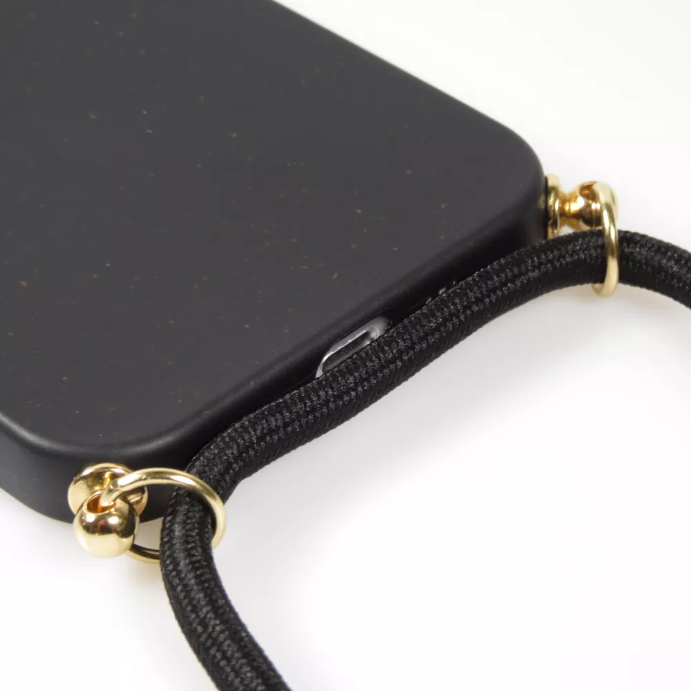 iPhone 16 Pro Case Hülle - Bio Eco-Friendly Vegan mit Handykette Necklace - Schwarz