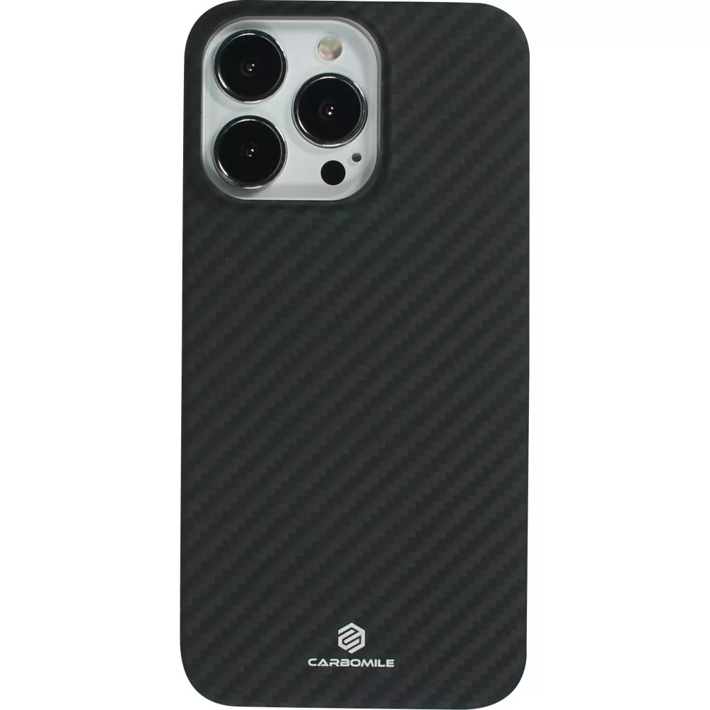 iPhone 16 Pro Max Case Hülle - Carbomile Schutzcase aus echtem Aramid Carbonfaser - Schwarz