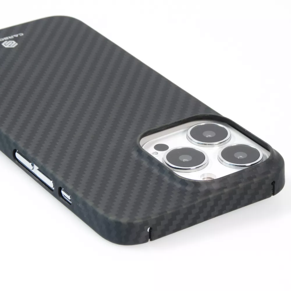 iPhone 16 Pro Max Case Hülle - Carbomile Schutzcase aus echtem Aramid Carbonfaser - Schwarz