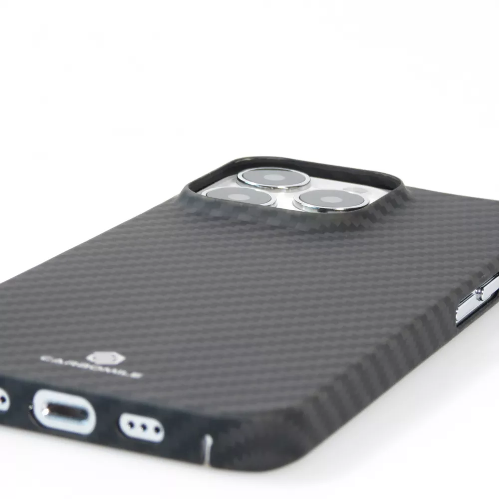 iPhone 16 Pro Max Case Hülle - Carbomile Schutzcase aus echtem Aramid Carbonfaser - Schwarz