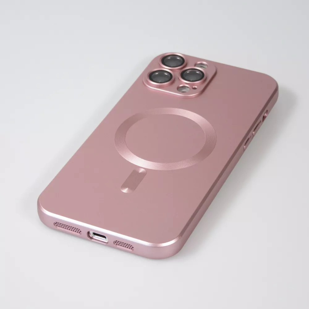 iPhone 15 Pro Case Hülle - Gummi weich mit Kameraschutzglas MagSafe - Rosa