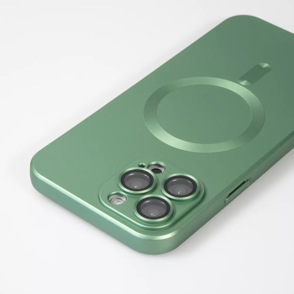 iPhone 15 Pro Case Hülle - Gummi weich mit Kameraschutzglas MagSafe - Grün