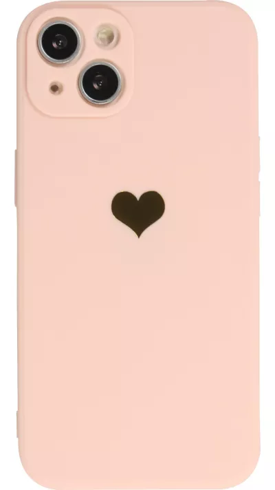 iPhone 16e Case Hülle - Silikon Mat Herz gold - Rosa