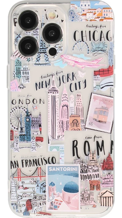 iPhone 15 Pro Case Hülle - Silikon Gummi Städte der Welt - Transparent