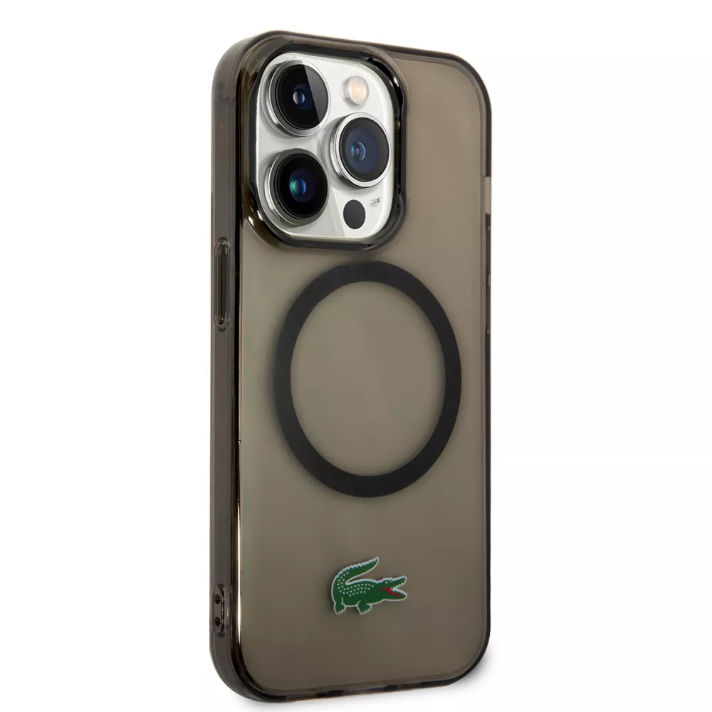 iPhone 14 Pro Max Case Hülle - Lacoste Transparent-Lackgel mit MagSafe - Schwarz