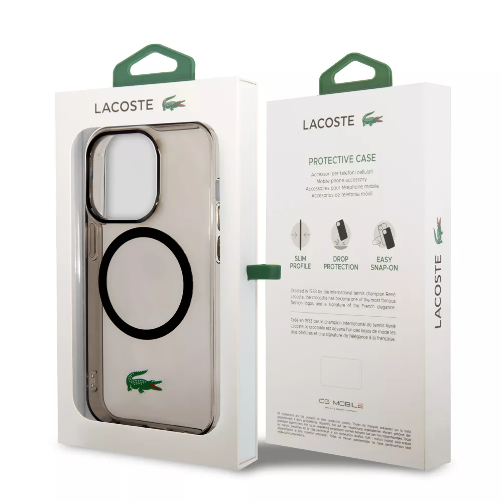 iPhone 14 Pro Max Case Hülle - Lacoste Transparent-Lackgel mit MagSafe - Schwarz