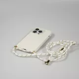 iPhone 15 Pro Case Hülle - Bio Eco-Friendly Vegan mit Handykette Necklace - Weiss