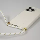 iPhone 15 Pro Case Hülle - Bio Eco-Friendly Vegan mit Handykette Necklace - Weiss