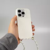 iPhone 15 Pro Case Hülle - Bio Eco-Friendly Vegan mit Handykette Necklace - Weiss