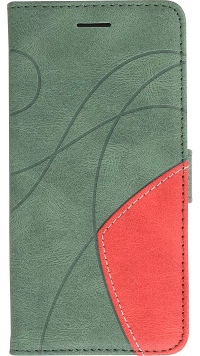 iPhone 15 Pro Case Hülle - Flip classical elegant fine lines - Grün