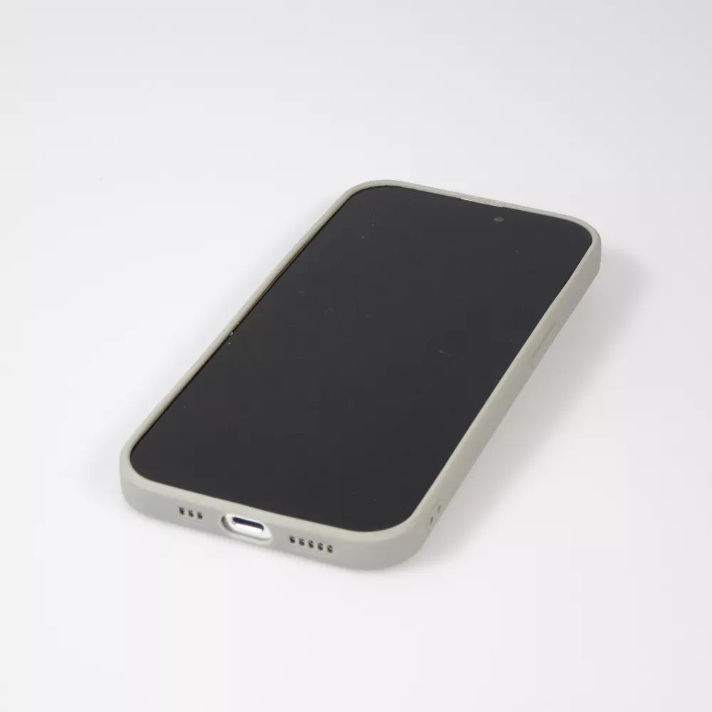 iPhone 16 Pro Max Case Hülle - Silikon matt Herzdesign gold - Grau
