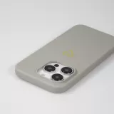 iPhone 16 Pro Max Case Hülle - Silikon matt Herzdesign gold - Grau