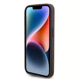 iPhone 15 Pro Case Hülle - Guess Monogramm Kunstleder Metall-Logo und Strass mit abnehmbarem Riemen - Braun