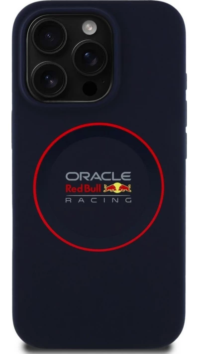 iPhone 15 Pro Case Hülle - Red Bull Racing MagSafe Silikonhülle mit rotem Ring - Blau