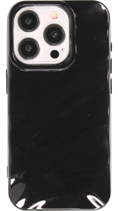 iPhone 15 Pro Case Hülle - Silikon mit 3D Wellenform matt - Schwarz