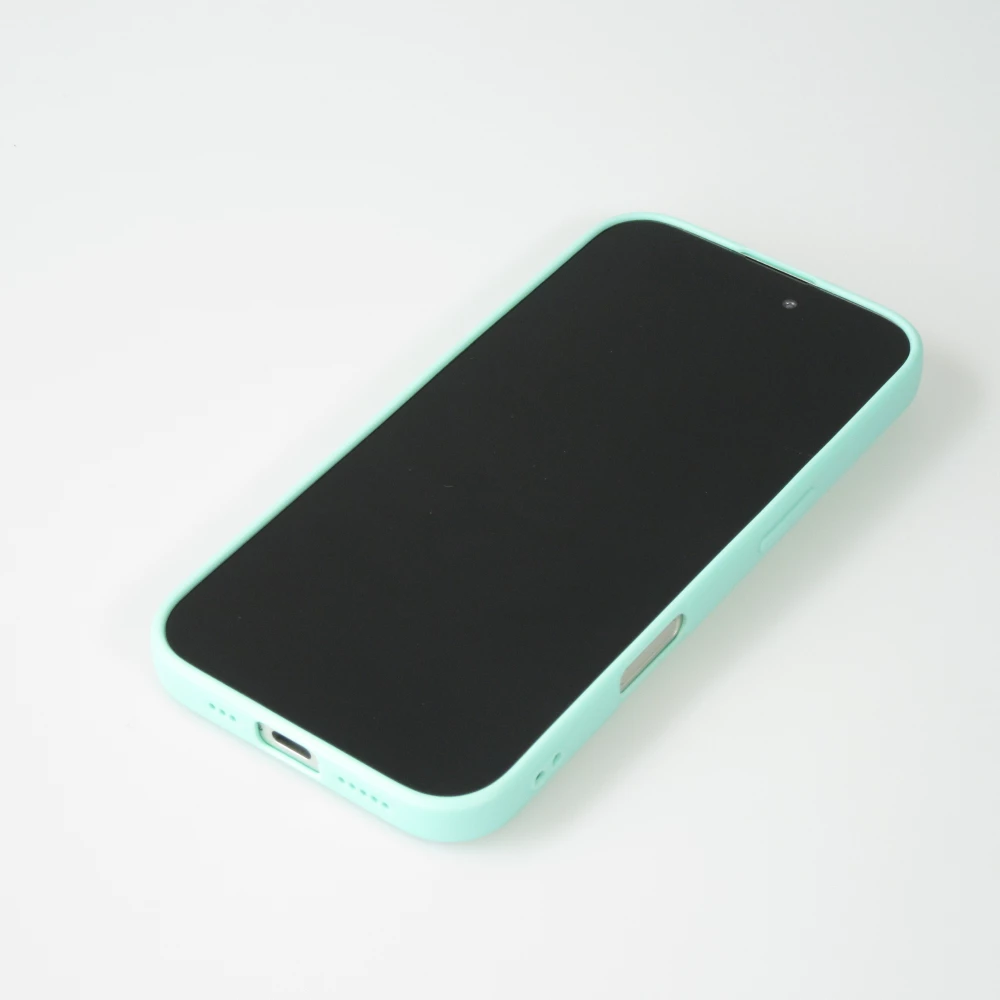iPhone 16 Plus Case Hülle - Silikon Mat Herz gold - Türkis