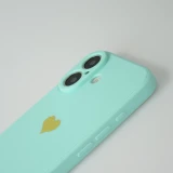iPhone 16 Plus Case Hülle - Silikon Mat Herz gold - Türkis