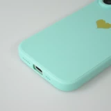 iPhone 16 Plus Case Hülle - Silikon Mat Herz gold - Türkis