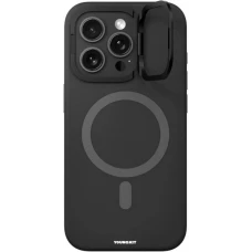 iPhone 16 Pro Max Case Hülle - Youngkit Cream Silicone Stand Case - Schwarz